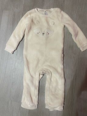 Carter's Cream Plush Bear Face Baby One-Piece